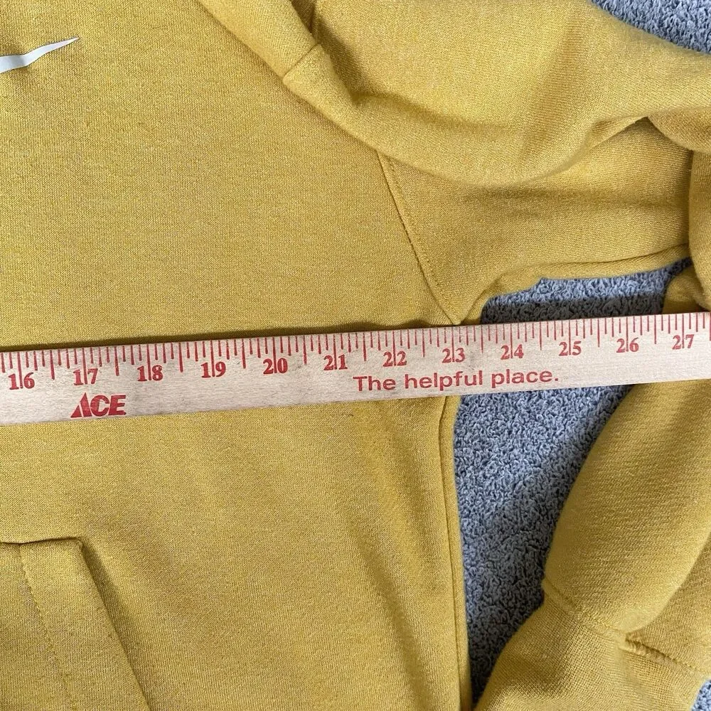 Nike Sportswear Men's Hoodie Sweatshirt Yellow Fleece Terry Cloth Lined Size L